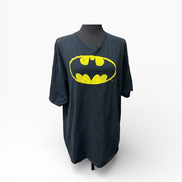 DC-BATMAN Other - Batman DC Comics Logo Graphic Tee Black Distressed Superhero Shirt 2XL